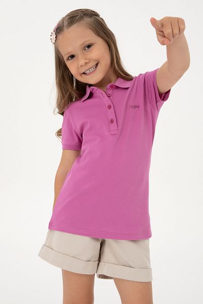 U.S. Polo Assn. Girl's Fuchsia Polo Neck Basic T-Shirt 50306036-Vr023