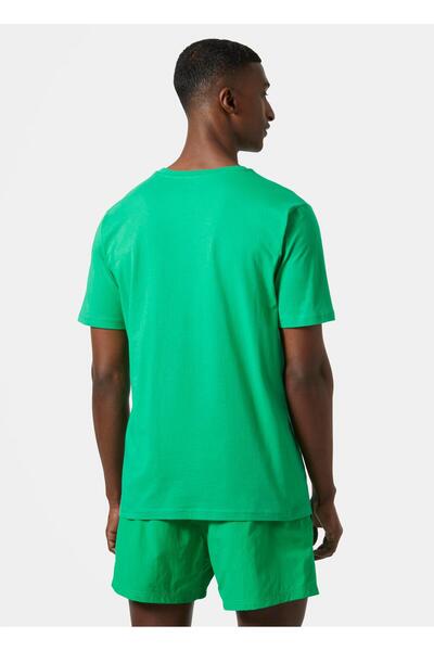 Helly Hansen Logo Erkek Yeşil Yuvarlak Yaka Tişört