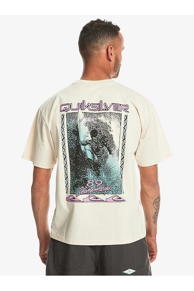 Quiksilver Ανδρικό μπλουζάκι Back Flash σε μπεζ στρογγυλή λαιμόκοψη