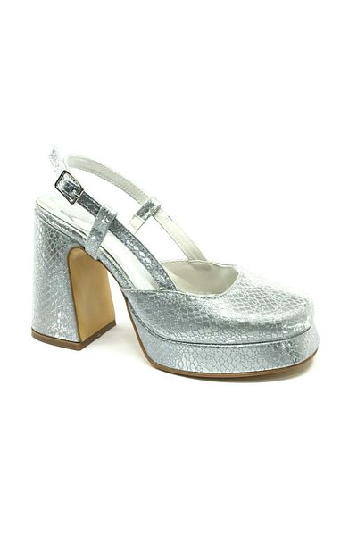 KCMN Feles Jane Jane Platform Heel Women's Classic Heeled Shoes Silver