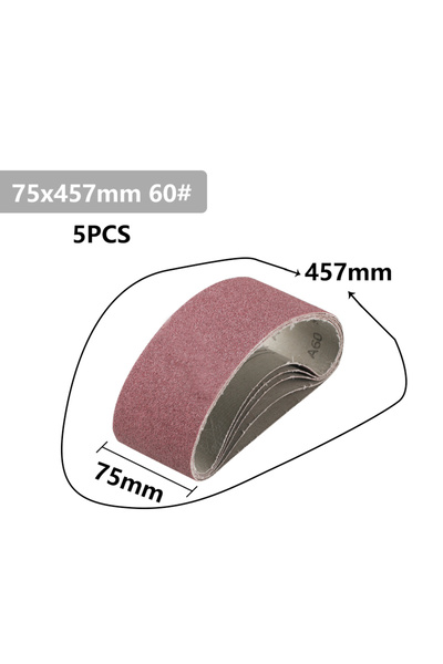 Choice3 5 قطع من أحزمة الصنفرة بحبيبات 60 CMCP 75x457 مم، مجموعة من 5 أشرطة ص...