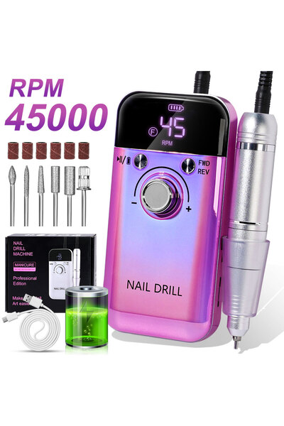 Choice مثقاب أظافر كهربائي احترافي USB PURPLE 45000 دورة في الدقيقة قابل لإعا...
