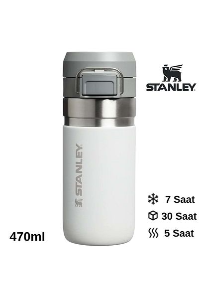 Stanley زجاجة مياه Go Quick Flip سعة 0.47 لتر، ترمس، كوب، زجاجة مياه، أبيض