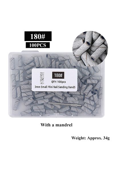 Choice 180grit(100PCS) 100pcs/box 3mm Mini Sanding Bands With Mandrel Sets For Dead Skin Callusese Polishin