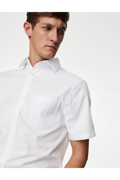 Marks & Spencer Saf Pamuklu Regular Fit Kısa Kollu Gömlek