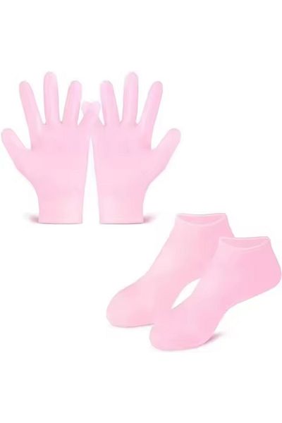 Choice Pink Set Silicone Skin Care 3-piece Set - Reusable Moisturizing Mask Set, Gloves, Socks - For Face,