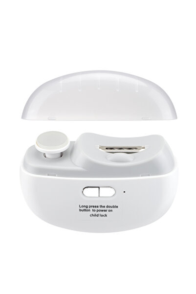 Choice مقص أظافر كهربائي أبيض آمن، مقص أظافر أوتوماتيكي مع ضوء محمول لتلميع الأظافر