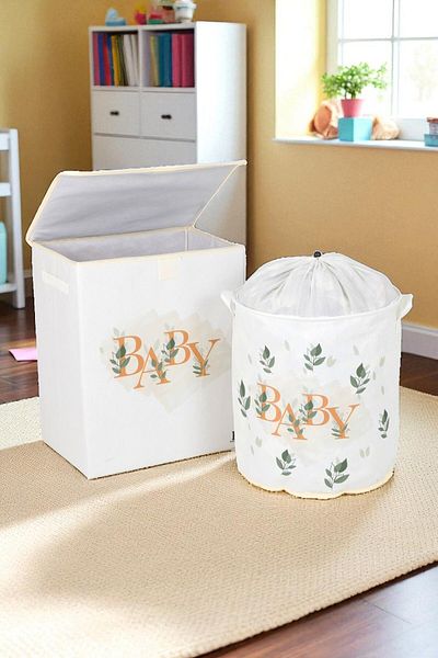 İronika Baby Closet Organizer Toy Box Items Laundry Storage Basket Organizer Box Set of 2