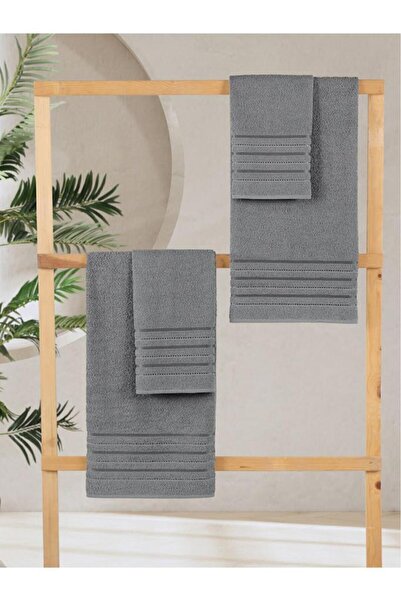 Acacia Set de prosoape de baie din 4 piese Dora Gri - 70X140cm x2 / 50x90cm x2