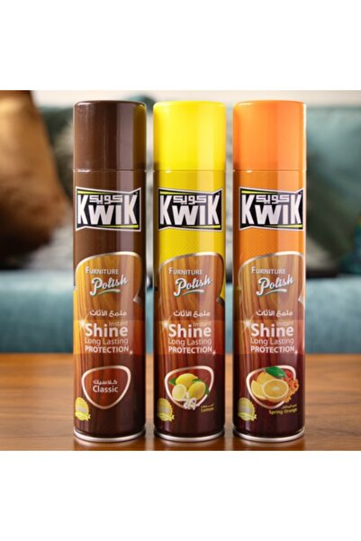Kwik ملمع أثاث برائحة الليمون – بخاخ 300 مل للخشب والأسطح