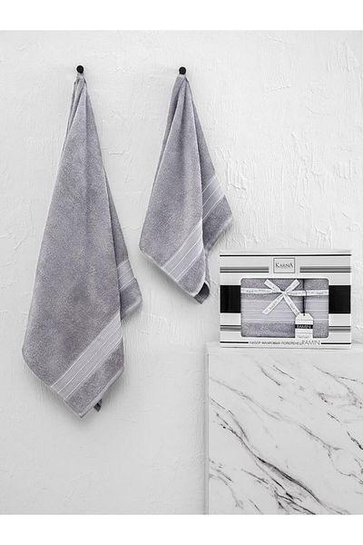 Karna Home Σετ πετσετών βαμβακερών Ramin με απαλή υφή και κομψό 50x90