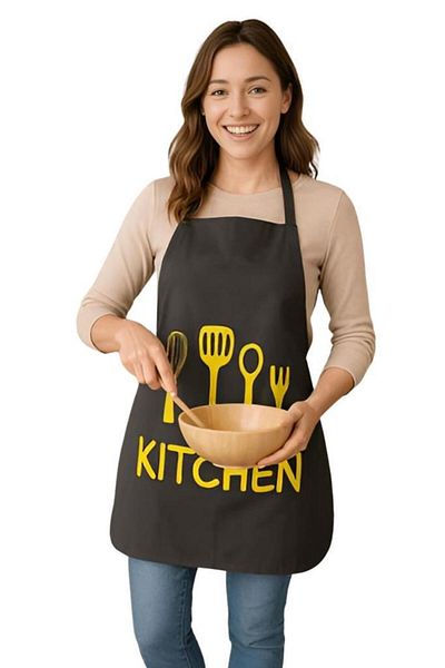 MODALİN Kitchen Style Kitchen Apron – Fork and Spoon Patterned, Liquid Proof Stylish Design
