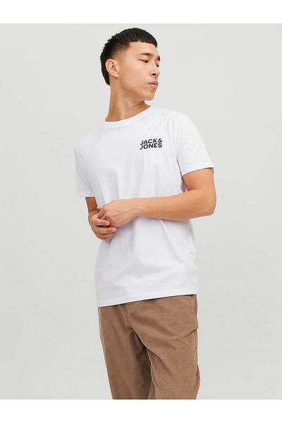 Jack & Jones Ανδρικό μπλουζάκι με λογότυπο Jjecorp S Λευκό Μαύρο 12151955