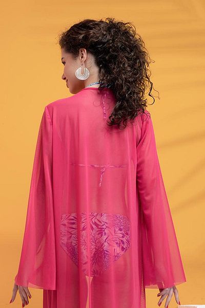 XCLSV Flounced Lycra Kimono Caftan - Tulle