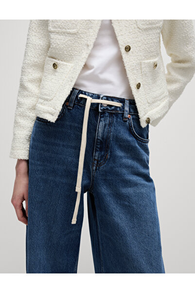 Marks & Spencer Saf Pamuklu Wide Leg Jean Pantolon