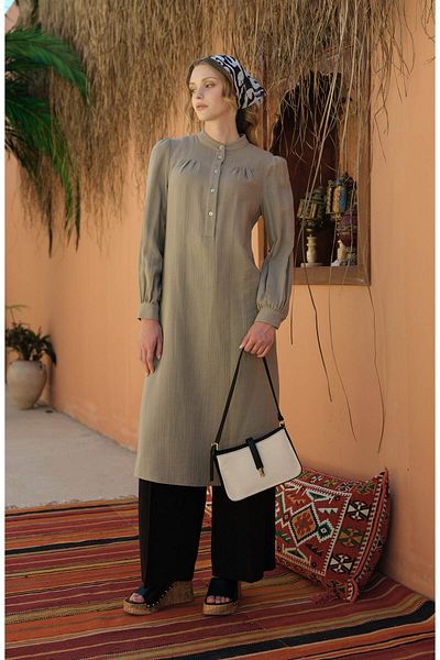 Fatma Atasoy Maxi Mink Muslin Tunic with Drawstring Robe