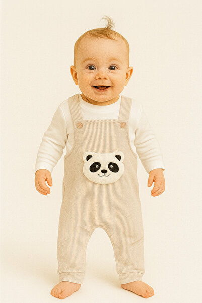 secilpelitonline 2 Li Ayıcık Nakışlı Tulum Takımı