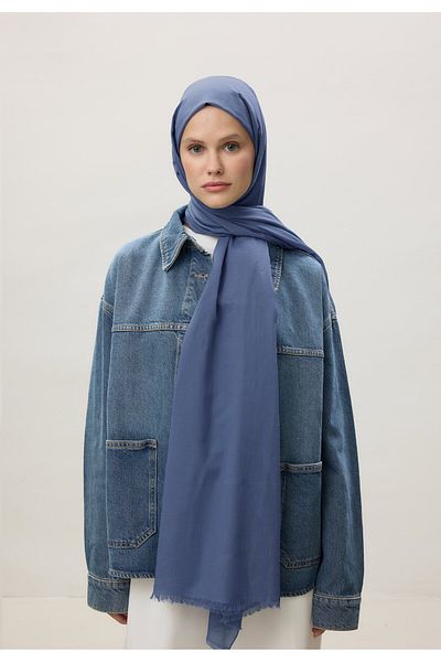 Fresh Blue Thin Cotton Voile Shawl and Jeans
