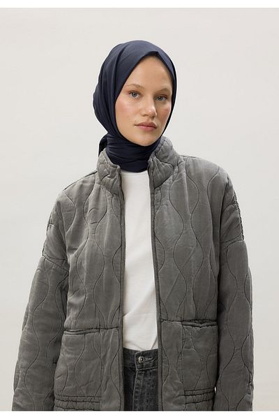 Fresh Navy Blue Thin Cotton Voile Shawl