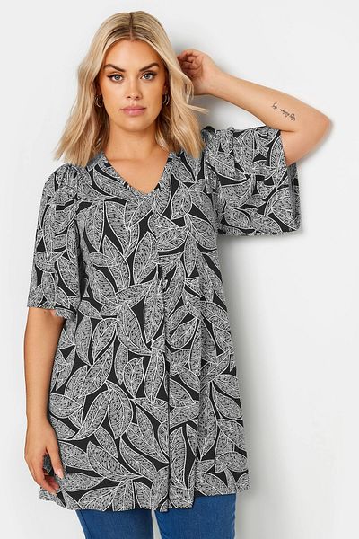 Stil Diva Μπλούζα με λαιμόκοψη V - ασύμμετρη κοπή Lycra Plus Size 321765