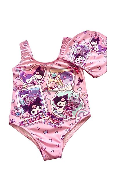Arya Nisa Kids Girl's Diver Fabric Character Printed Beach Clothing Swimsuit Cap Set