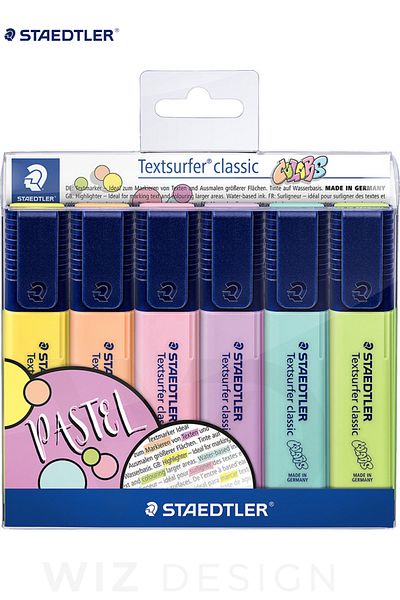 Staedtler 364 Cwp6 Textsurfer Classic Pastel Highlighter 6 Pack Blister