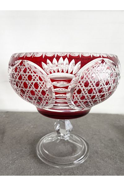 DECOSTYLE وعاء فواكه من الخوص سعة 3000 سم مكعب - ذو قدم حمراء