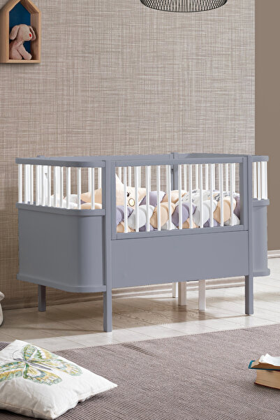 Setay Mdf Beşik, Trend Büyüyen Beşik - Antrasit + 1 Adet Comfort Yatak 90x130