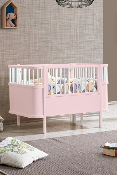 Setay Mdf Beşik, Trend Büyüyen Beşik - Pembe 1 Adet Comfort Yatak 90x130