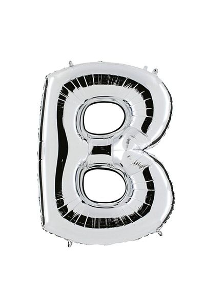 Pandoli 100 Cm Silver Colored B Letter Foil Balloon with Partid