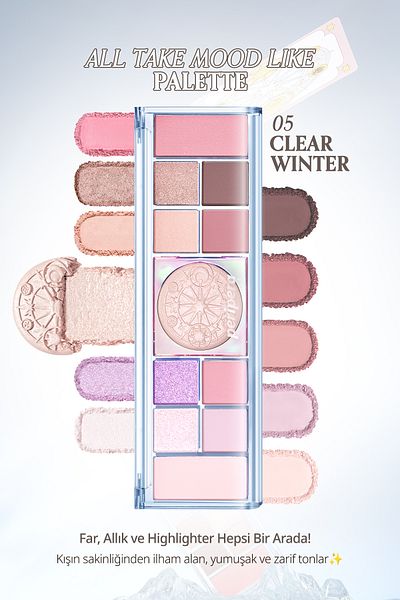 PERIPERA Multifunctional Makeup Palette All Take Mood Like Palette (05 Clear Wi̇nter) (Cherry Ver)