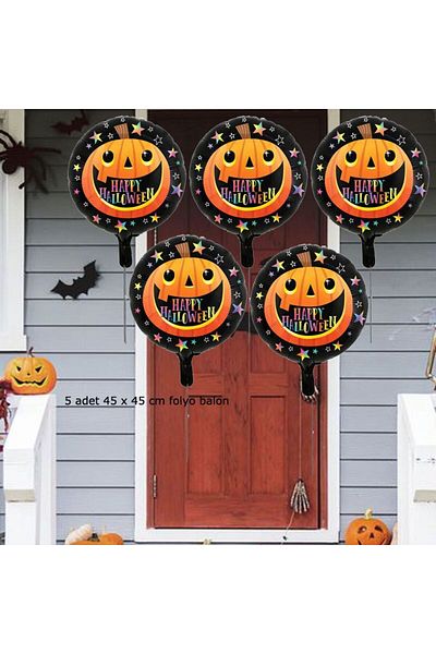 partidolu بالون فويل مكتوب عليه Happy Halloween مقاس 45 × 45 سم من ستار ماجيك، 5 قطع
