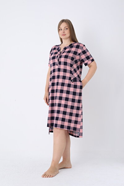 ROMEO LİFE Γυναικείο φόρεμα μεγάλου μεγέθους από βαμβακερό ύφασμα Modal 7339