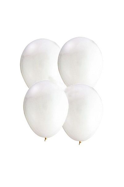 Pandoli 25 Pieces White Metallic Solid Color Pearlescent Latex Balloons with Partides