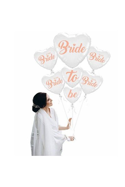 partidolu باقة بالونات فويل مكتوبة من Bride To Be Team Bride لون أبيض 5 قطع