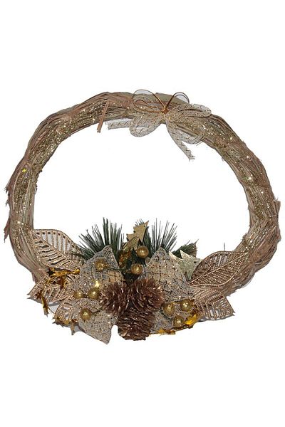 Pandoli Coroană de Paie Ornament de Anul Nou pentru Ușă 20x24 Cm