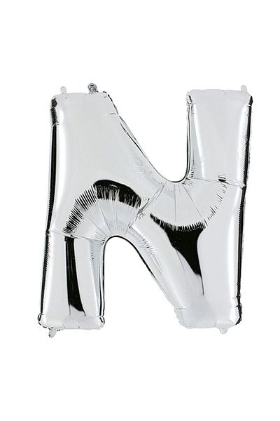 Pandoli Partidolu N Letter Foil Balloon 100 Cm Silver