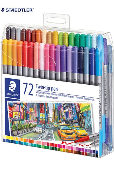 Staedtler Double Ended 72-Piece Double Ended Fineliner Pen Set / Tb72