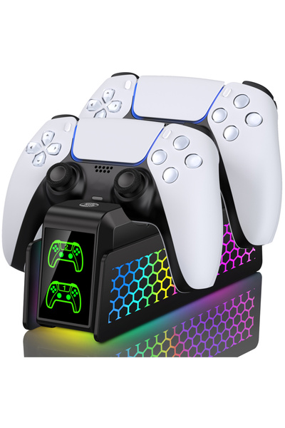 Choice1 شاحن سريع مزدوج FC401-AE لحامل وحدة التحكم اللاسلكية لجهاز بلاي ستيشن...