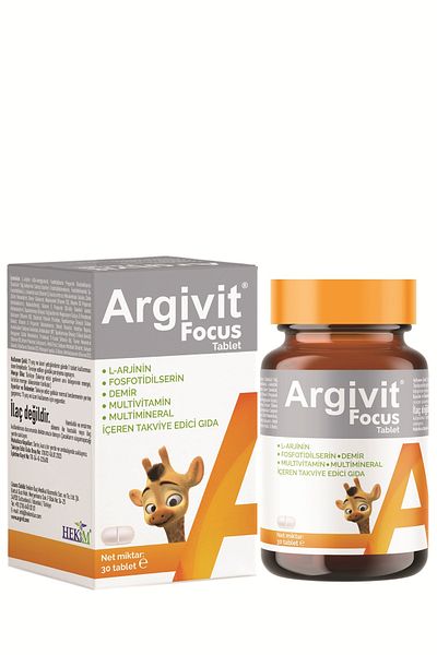 Argivit Focus 2 Pack 30 Tablets Containing L-Arginine, Phosphotidilserine, Iron, Multivitamins and Multiminerals