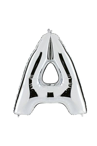 Pandoli 100 Cm Silver Colored Letter A Foil Balloon with Partid