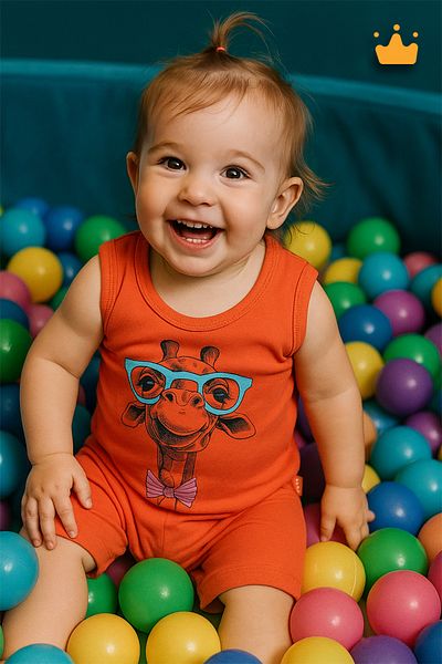 Moi Noi Giraffe Patterned Baby Girl and Child Undershirt Jumpsuit