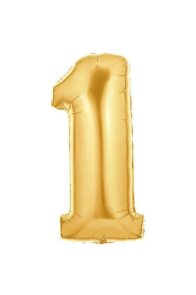 partidolu 90 Cm Gold Color Numbered Foil Balloon Number 1.
