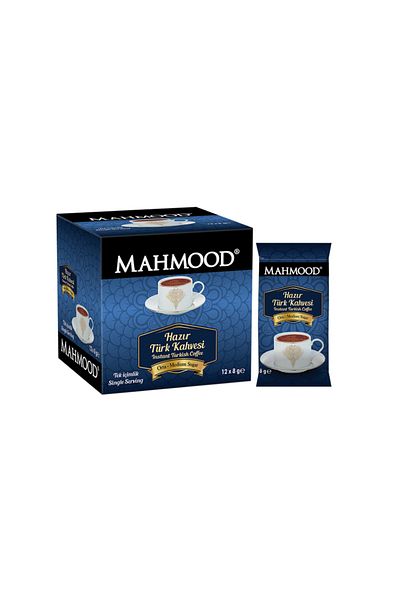 Mahmood Medium Sugar Instant Turkish Coffee 12 Pieces X 8 Grams