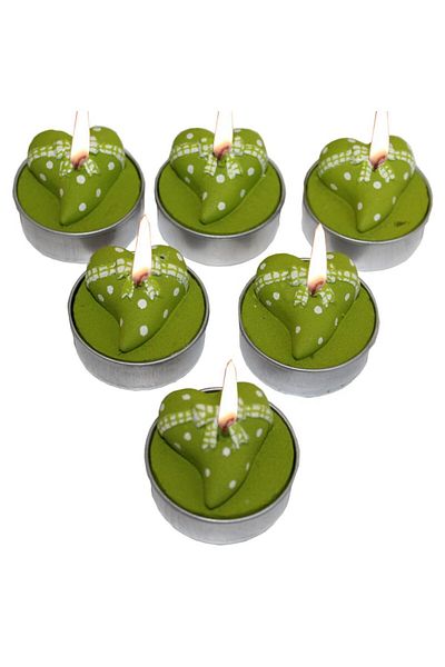 Pandoli Lumanare in forma de inima verde din 6 piese cu figura de fundita