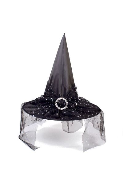partidolu Halloween Dangling Black Lace Witch Καπέλο Ενηλίκων Μαύρο Χρώμα 1 Τεμάχιο 39x40 εκ.