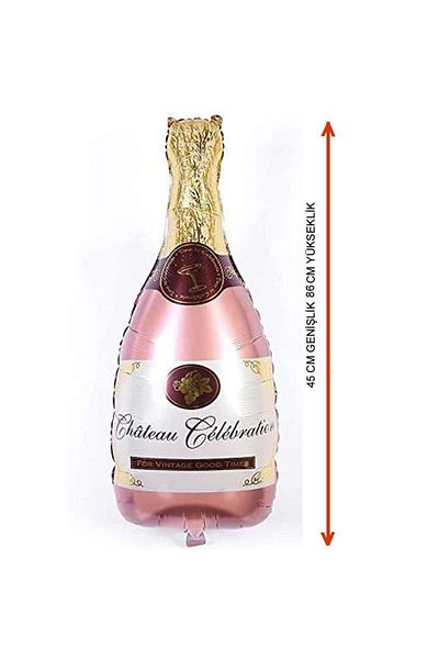partidolu Rose Gold Colored Champagne Bottle Foil Balloon - 86X45 Cm, 1 Piece