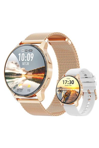 Smart Vibe Smartwatch WiX™SPORT 1.32" AMOLED, Bluetooth Call, AI Voice Assistant, 24/7 Fitness Tracker, Gold