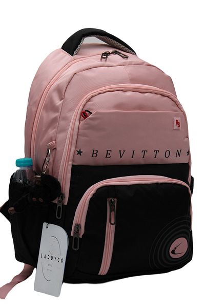 LaddyCo Modern School Bag Water Repellent Fabric Black-Powder School Backpack 34400