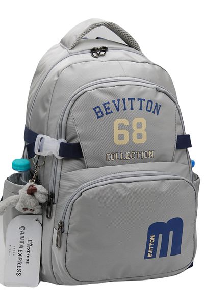 ÇantaExpress Bevitton Grey-Blue Unisex School Backpack - Water Repellent Fabric 34500